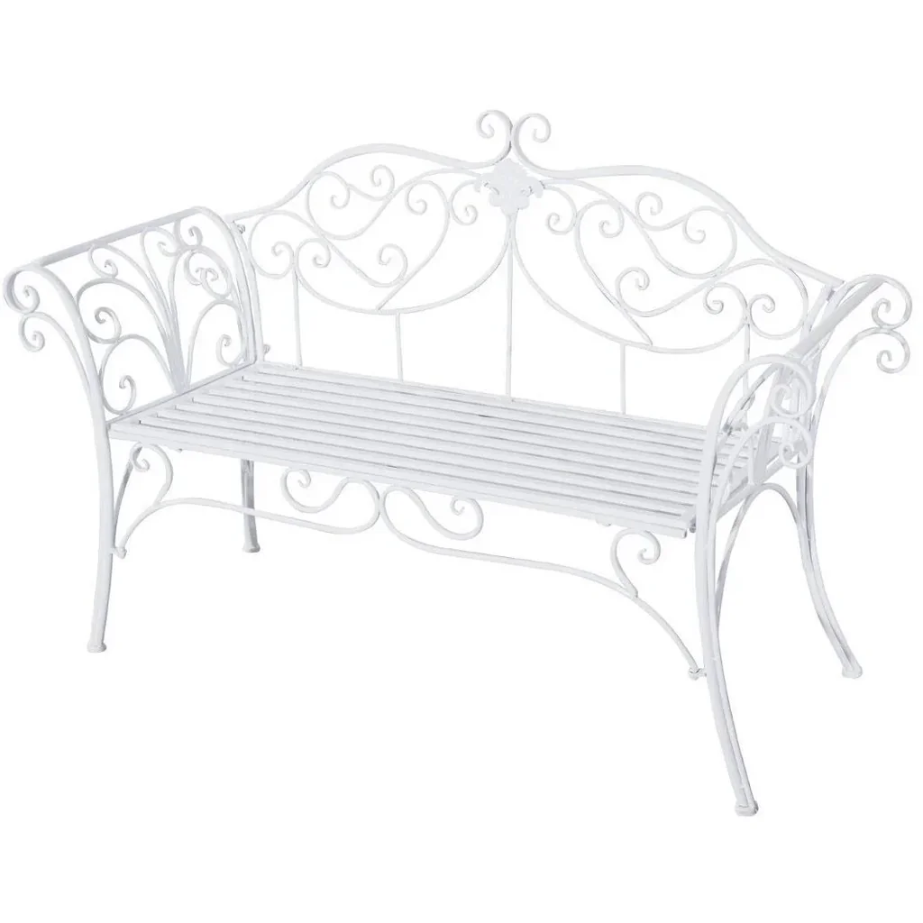 Gartenbank Metall 2 Sitzer antik Weiß