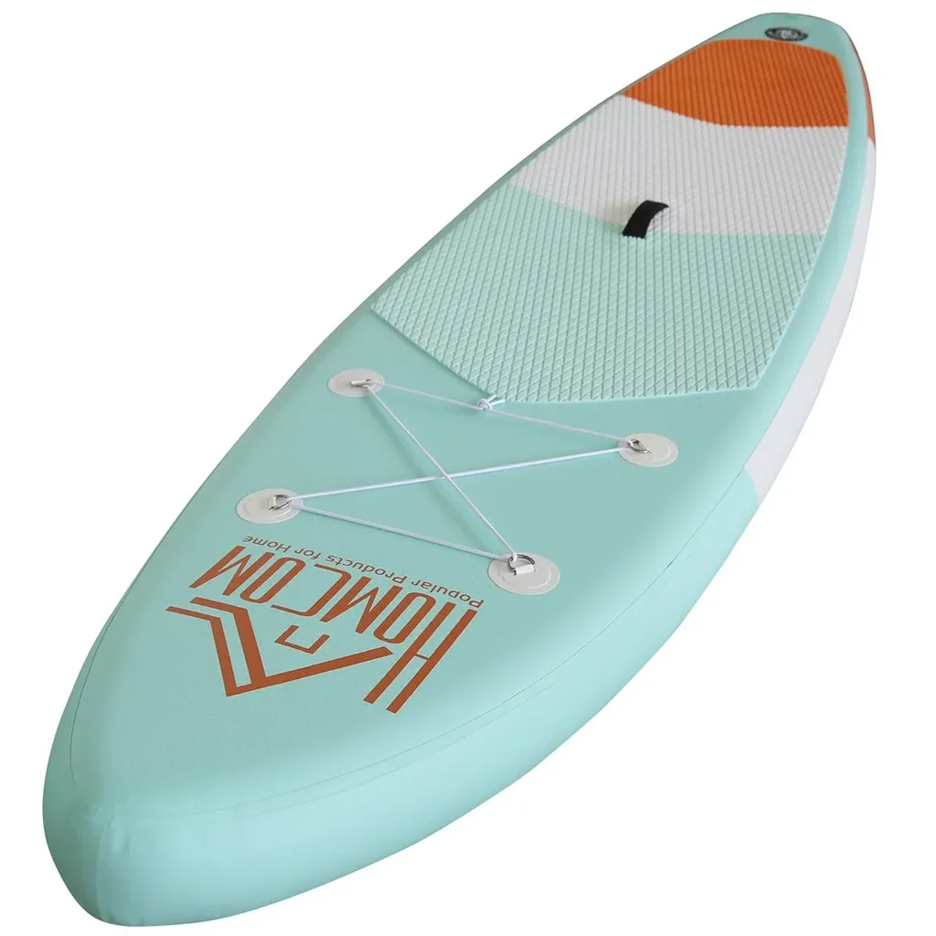 Aufblasbares Surfbrett mit Paddel grün/orange/weiß