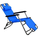 Sonnenliege Strandliege Gartenliege Relaxliege klappbar mit Kissen Strand Metall + Oxfordstoff Blau 118 x 60 x 80 cm