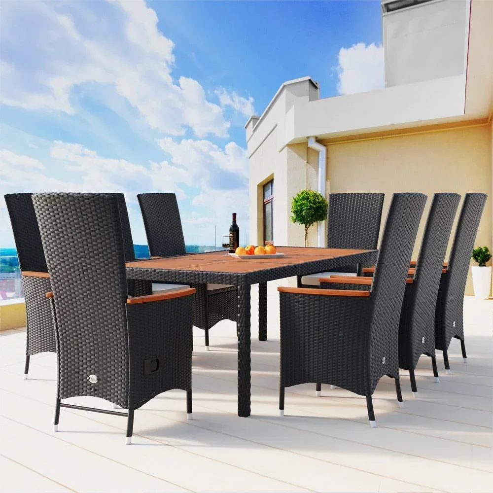 Gartenset Polyrattan-Set Rio 17-teilige verstellbare Rückenlehne