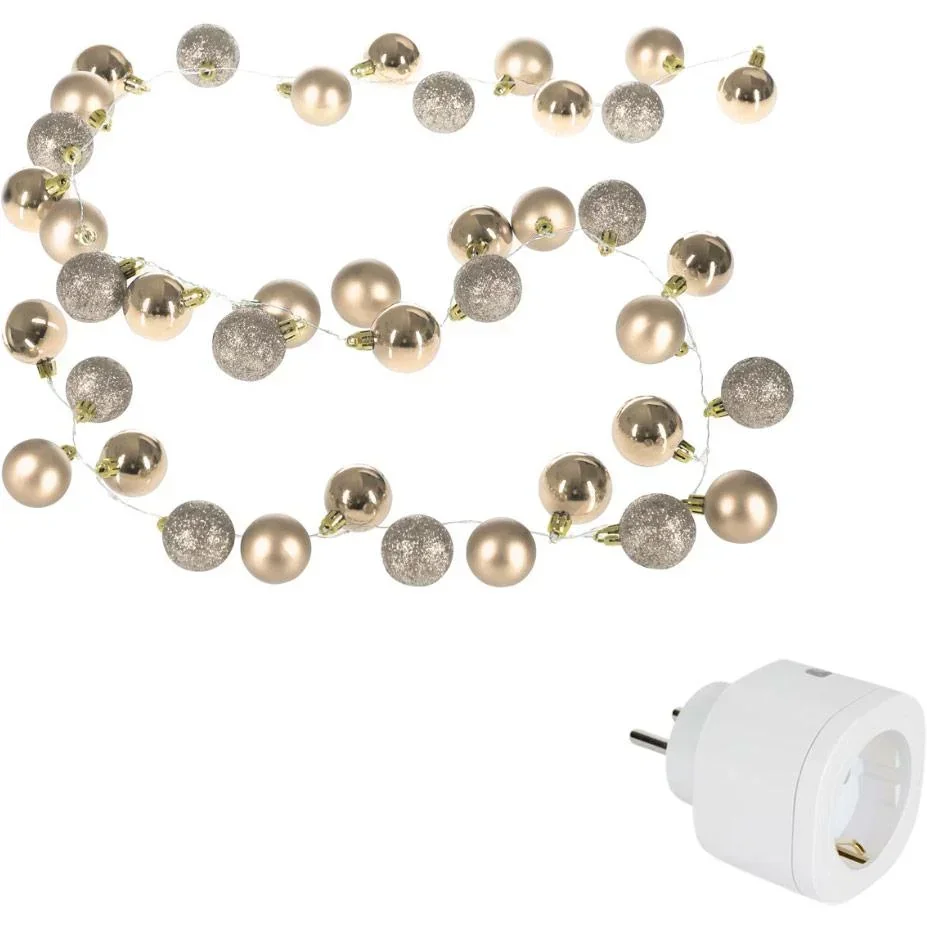 Weihnachtsbeleuchtung Kugeln 40-LED - Champagner - 2m und Perel Smart home Wifi plug- Android & IOS