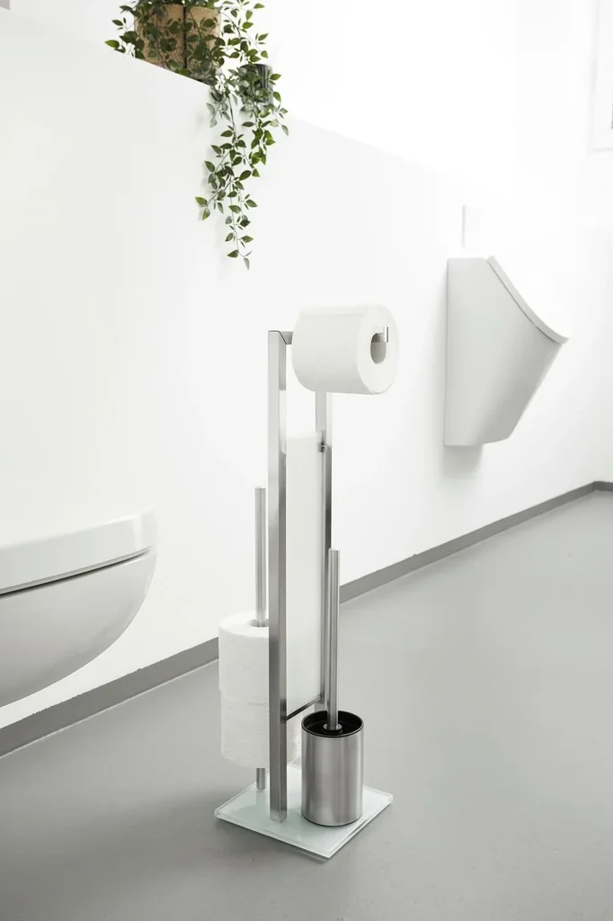 Stand WC-Garnitur Rivalta 3in1, Weiß / Silber matt