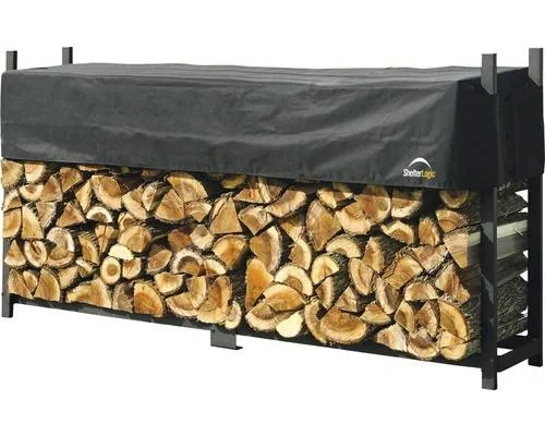 ShelterLogic Kaminholzregal 2.000 kg Schwarz, 238×36 cm – XXL-Stahlregal mit verstellbarer Abdeckung, wetterfest