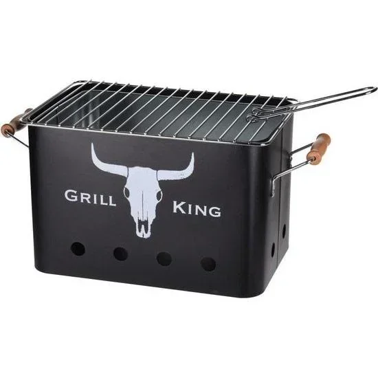 Grill King Holzkohlegrill - Rechteckig - Mattschwarz - 32x20x20 cm