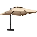 Sonnenschirm mit Sonnenschirmfuß und 4 Gewichten, Aluminium, khaki, 2,7 x 2,7 x 2,6 m