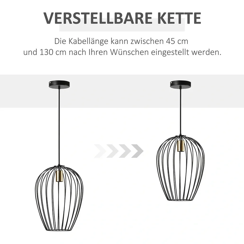 Pendelleuchte Hängeleuchte Hängelampe modern Pendellampe für Büro Wohnzimmer Esszimmer Metall Schwarz Ø26 x 130 cm