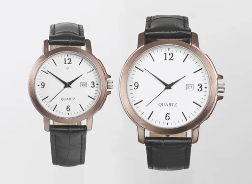 "Uhren Set für Sie und Ihn - bronzefarben mit Echtlederarmband und Datumsanzeige image"