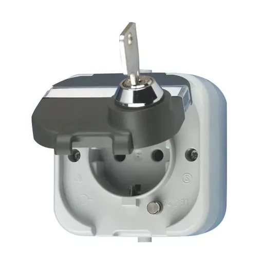 "Feuchtraum Schutzkontakt-Steckdose mit abschließbarem Deckel, IP44 image"