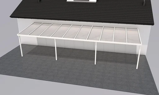 "Terrassendach Premium, weiß, 10140 x 3060 mm - Polycarbonat Stegplatten 16 mm, weiß gestreift image"
