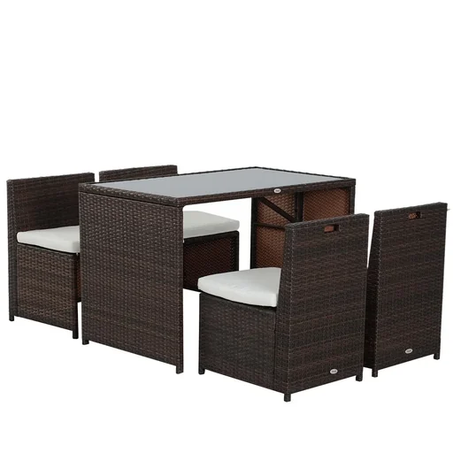"Polyrattan Garnitur als 5-teiliges Set braun/cremeweiß image"