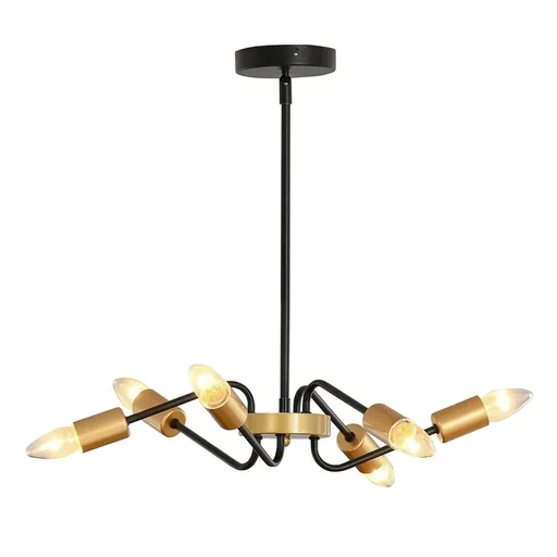 "Kronleuchter Hängelampe 6-flammig höhenverstellbar Pendelleuchte Deckenleuchte Industrial mit E27 Lampenfassung für Woh image"