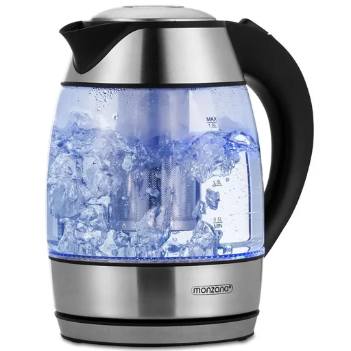 "Wasserkocher silber/schwarzes Glas 1,8L inkl. Teesieb image"