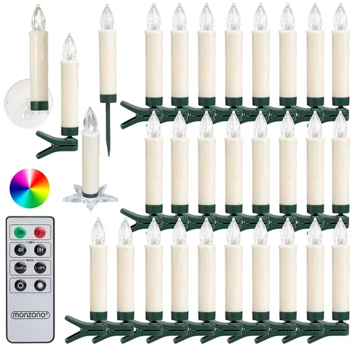 "LED-Weihnachtsbaumlichter - Weihnachtsbaumschmuck - Set mit 30 farbigen Lichtern, ferngesteuert image"