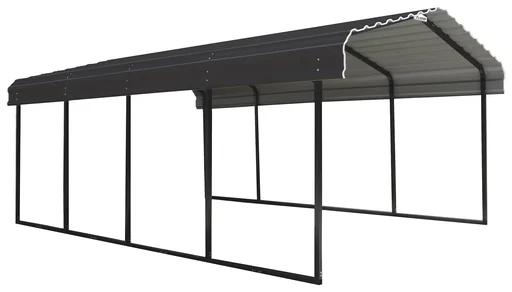 "Stahlcarport und Autogarage Rom grau/schwarz, 600x370x260 cm image"