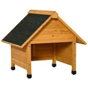 Holzgarage für Rasenmäher Roboter Mähroboter Garage Carport für Rasenroboter Sonnen- & Regenschutz Gelb 75 x 76 x 70 cm