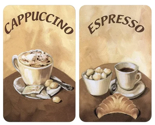 "3 in 1 Herd-Abdeckplatten, Schneidbretter, Arbeitsplatten, Glas, Kaffee-Design, je 52 x 30 cm, 2er-Set image"