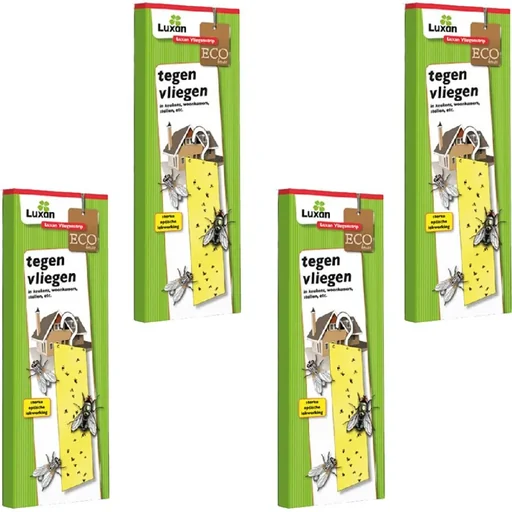 "Luxan Fly Tape / Fliegenfalle / Klebestreifen mit Haken - ECO ungiftig - 4 STUKS image"
