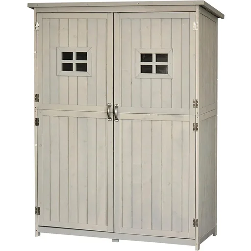 "Geräteschuppen Gerätehaus Geräteschrank Pultdach Garten Holz Grau 127,5x50x164cm image"