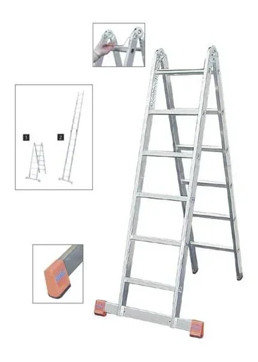 "Gelenk Doppelleiter Alu 2 X 8 Sprossen Leiter image"