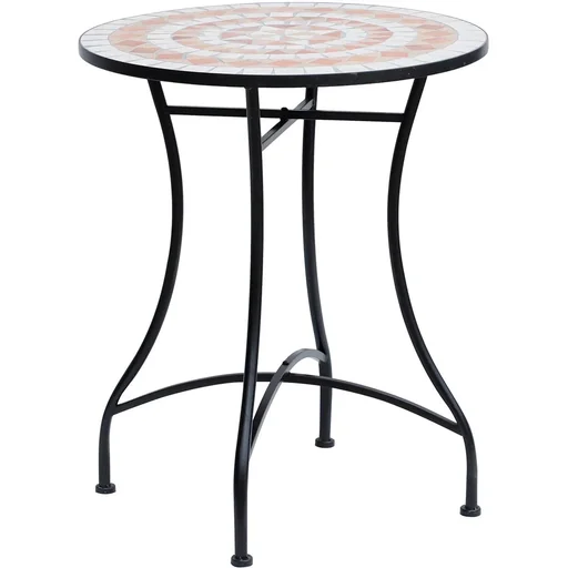 "Runder Mosaiktisch orange/weiß/schwarz image"