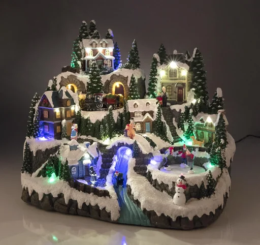 "Weihnachtliche Dorfszene mit Beleuchtung und Musik image"