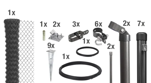 "Maschendrahtzaun als Zaun-Komplettset, mit Einschlagbodenhülse, anthrazit-metallic, Höhe 125 cm, Länge 15 m image"