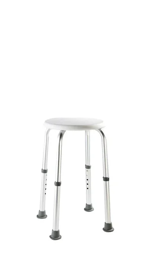 "Dusch- und Wannenhocker, Badhocker, höhenverstellbar, Weiß/ Silberfarben image"