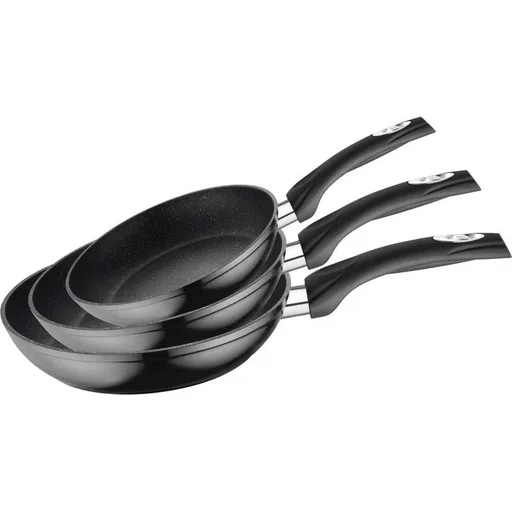 "Herenthal 3er Pfannenset - Bratpfannen - Marmorbeschichtung - 20, 24, 28 cm - Schwarz image"