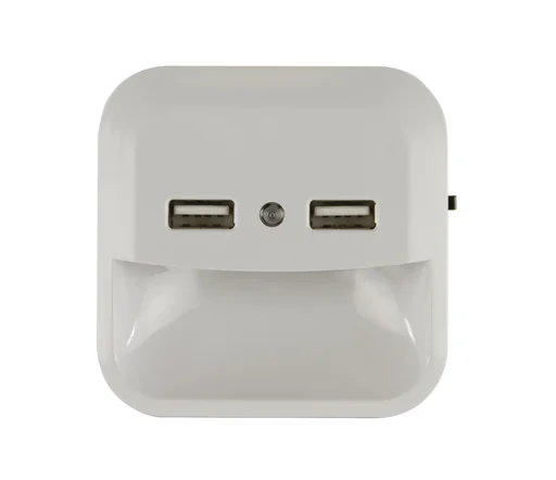 "LED Nachtlicht mit integriertem Dämmerungssensor und 2 USB Steckdosen image"