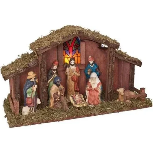 "Weihnachtskrippe mit Beleuchtung - Batteriebetrieben - 39 x 15 x 22,5 cm image"