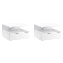 2 tlg. Wandnachttische Nachttisch Wandschrank mit Schublade Schwimmendes Design 