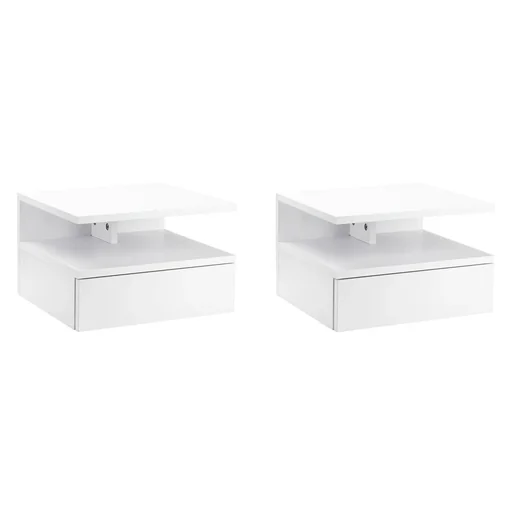 "2 tlg. Wandnachttische Nachttisch Wandschrank mit Schublade Schwimmendes Design Schlafzimmer Nachtkommode Beistelltisch image"
