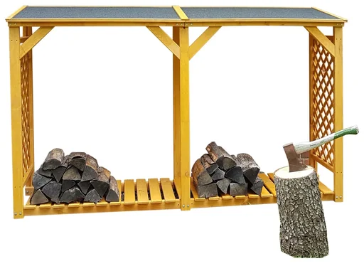 "Kaminholzregal Speyer mit Erweiterung honigbraun image"