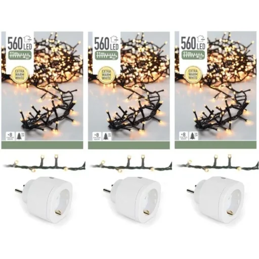 "3x Weihnachtsbaumbeleuchtung 11 Meter Smart steuerbar per Telefon 560LED für den Innenbereich MET Perel Smart home image"