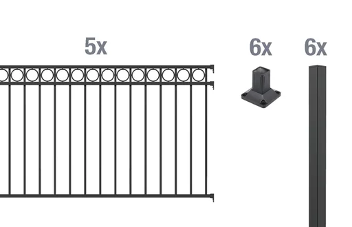 "Zaunkomplettset Circle, zum Aufschrauben, matt-schwarz, Höhe 120 cm, Länge 10 m image"