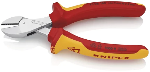 "KNIPEX X-Cut Kompakt-Seitenschneider isoliert mit Mehrkomponenten-Hüllen 160 mm image"