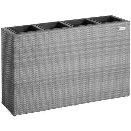 "Polyrattan Pflanzgefäß grau 95x27x60cm image"