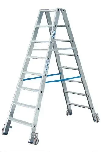 "Stufen Doppelleiter 2 x 3 Stufen Leiter Alu fahrbar image"