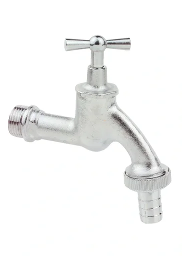 "MS Auslaufventil Knebelgriff, Chrom matt, 1/2"AG x 3/4"AG x 1/2"T image"
