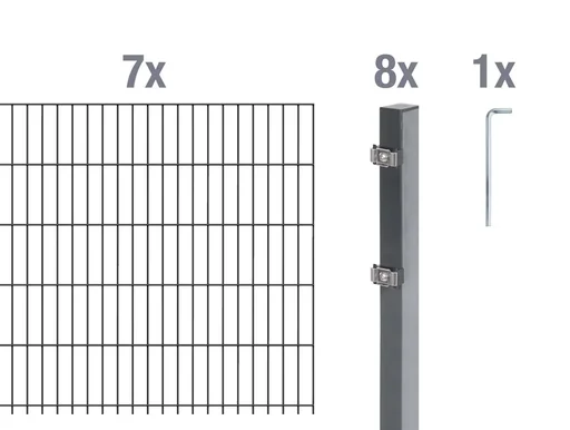"Doppelstabmattenzaun Komplettset, feuerverzinkt, Höhe 80 cm, Länge 14 m image"