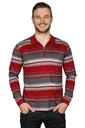 Poloshirt mit Reißverschluß, Farbe rot/gestreift, Gr.2XL