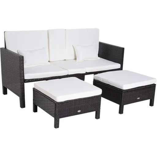 "3-tlg, Gartenmöbel Gartensofa Lounge Gartenset Sitzgruppe Rattenmöbel Braun Polyrattan + Metall image"