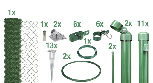 "Maschendrahtzaun als Zaun-Komplettset, mit Einschlagbodenhülse, grün, Höhe 100 cm, Länge 25 m image"