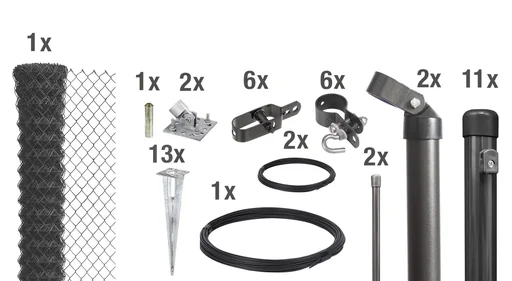 "Maschendrahtzaun als Zaun-Komplettset, mit Einschlagbodenhülse, anthrazit-metallic, Höhe 150 cm, Länge 25 m image"