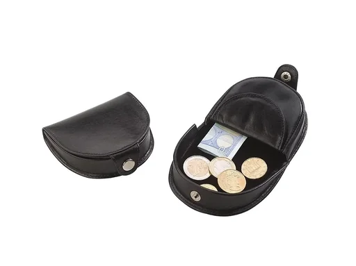 "Euro-Geldbörse "Chevirex", Schüttel-Börse, Rindsleder, 7,5 x 8,5 x 2,7 cm, Schwarz image"