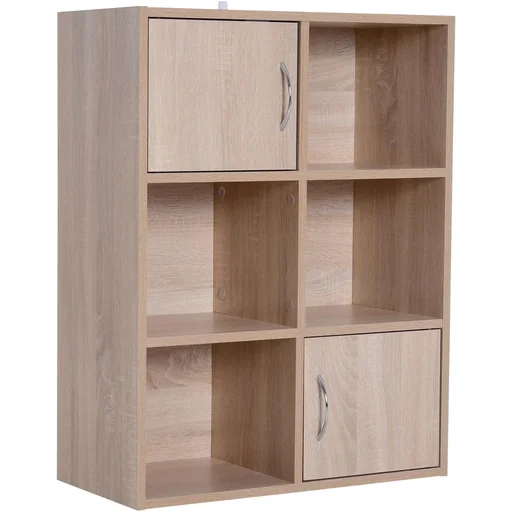 "6 Fächer Bücherregal Standregal Raumteiler Dekoregal Schrank Holz Natur 61,5 x 29,5 x 80 cm image"