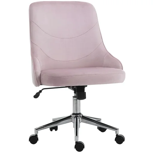 "Bürostuhl Schreibtischstuhl Computerstuhl Drehstuhl SOHO-Stil Arbeitstuhl mit Wippenfunktion höhenverstellbar Samt Rosa image"
