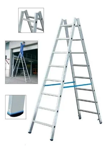 "Alu Sprossen Doppelleiter 2 x 6 Sprossen Leiter image"