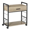 Beistelltisch Servierwagen mit Rädern Küchenwagen Kaffeetisch mit Schublade Ablage Sideboard beweglich Spanplatte Natur