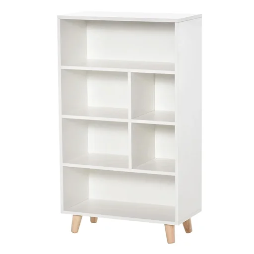 "Bücherregal Wohnzimmerregal Bücherschrank Standschrank mit 6 Fächern Weiß+Natur MDF 60 x 30 x 103,3 cm mehrstöckiger image"